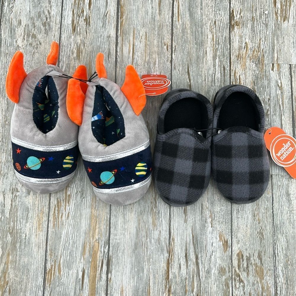 Toddler Baby Boys Comfy Cozy Slippers Shoes 2-Pack Size 7/8